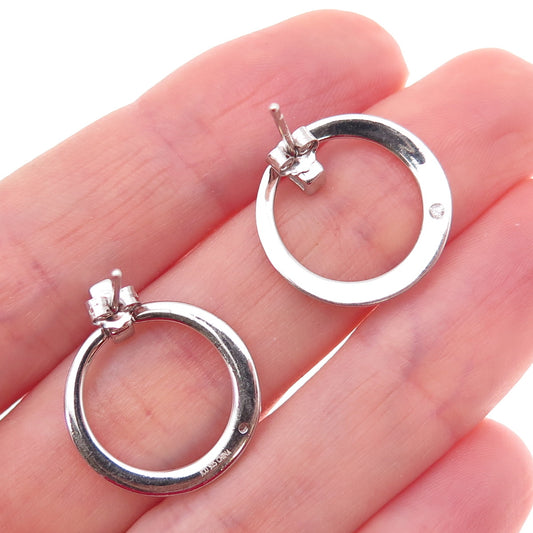 925 Sterling Silver Real Round-Cut Diamond Circle Earrings