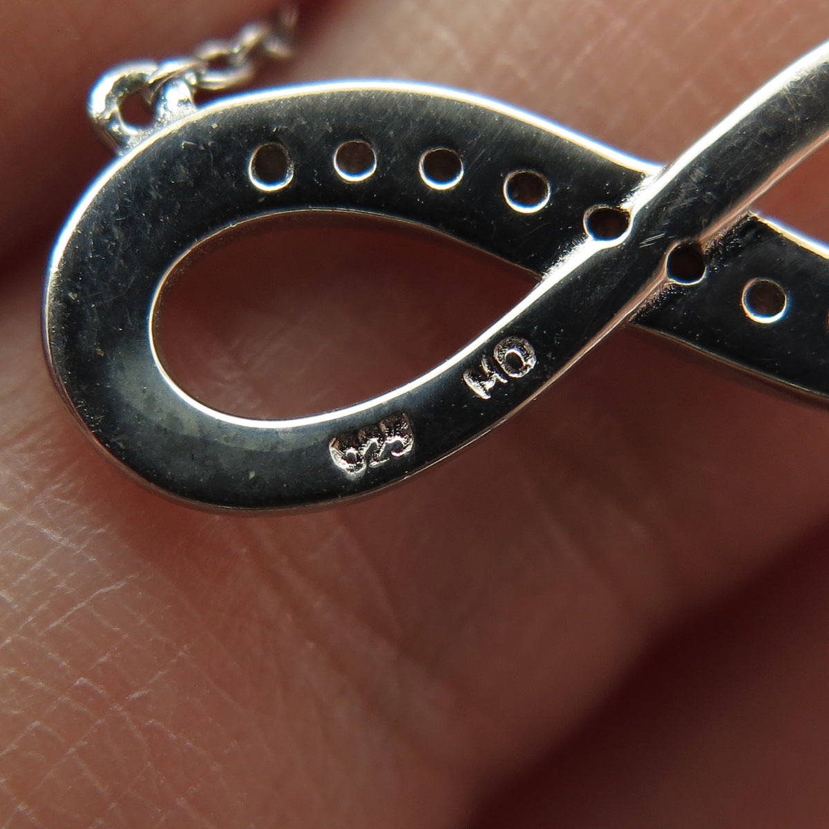 925 Sterling Silver Real Round-Cut Diamond Infinity Cable Chain Necklace 17"