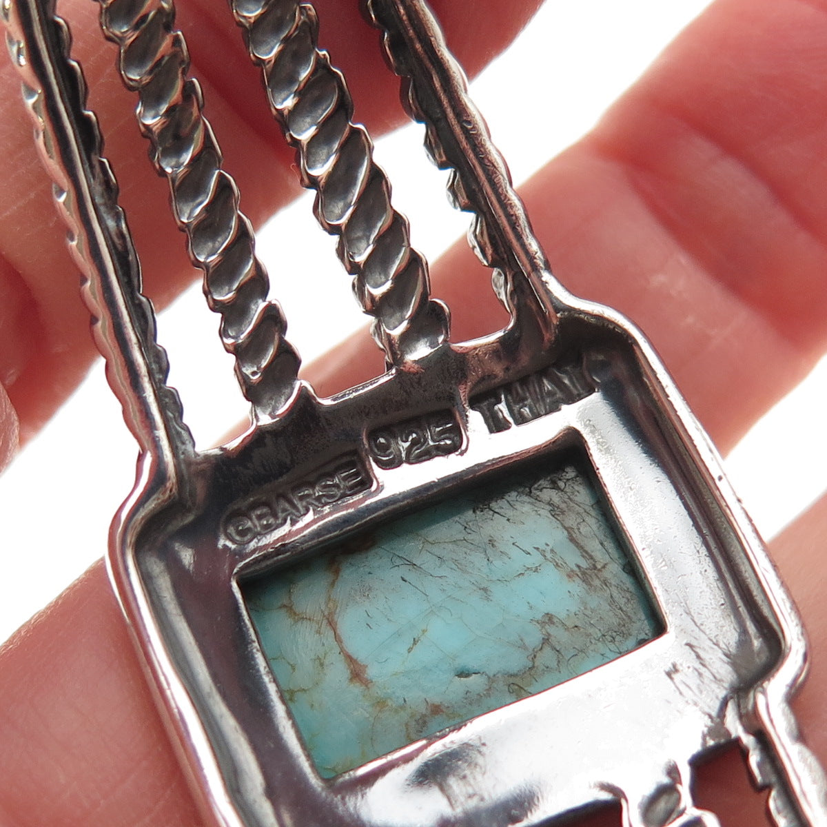 BARSE 925 Sterling Silver Vintage Real Tyrone Turquoise Adjustable Bracelet 7"