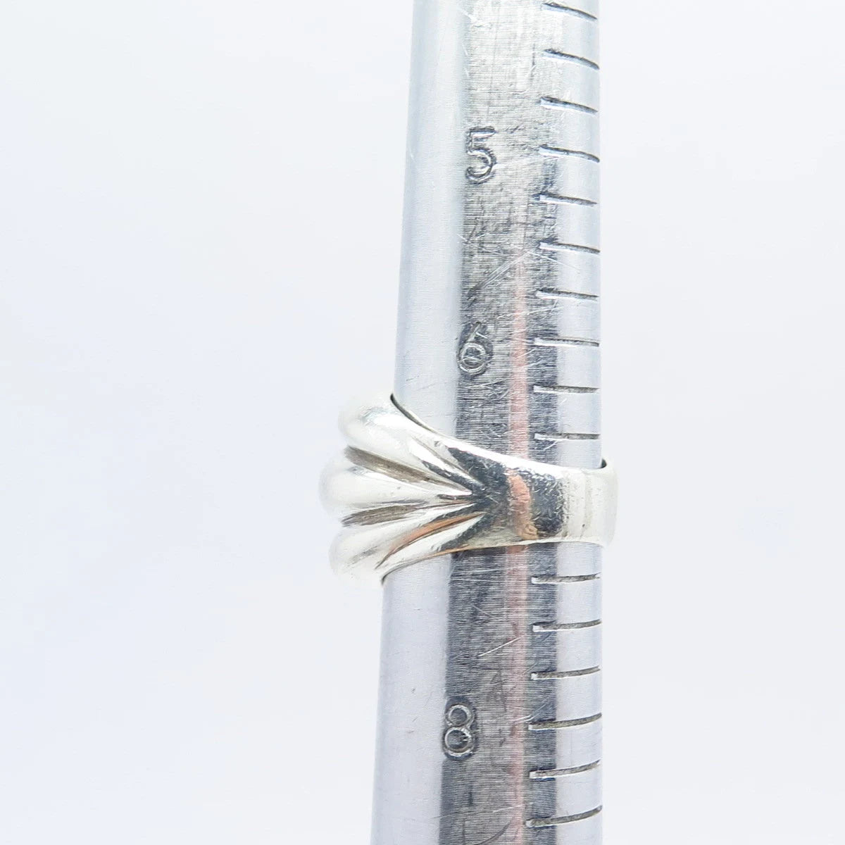 925 Sterling Silver Vintage Ribbed Wide Ring Size 6.75