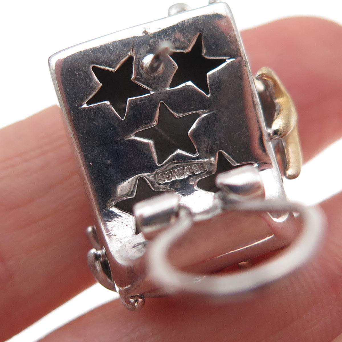 Sonia Boyajian Sterling Silver 2-Tone Real Diamond Starfish Omega Back Earrings