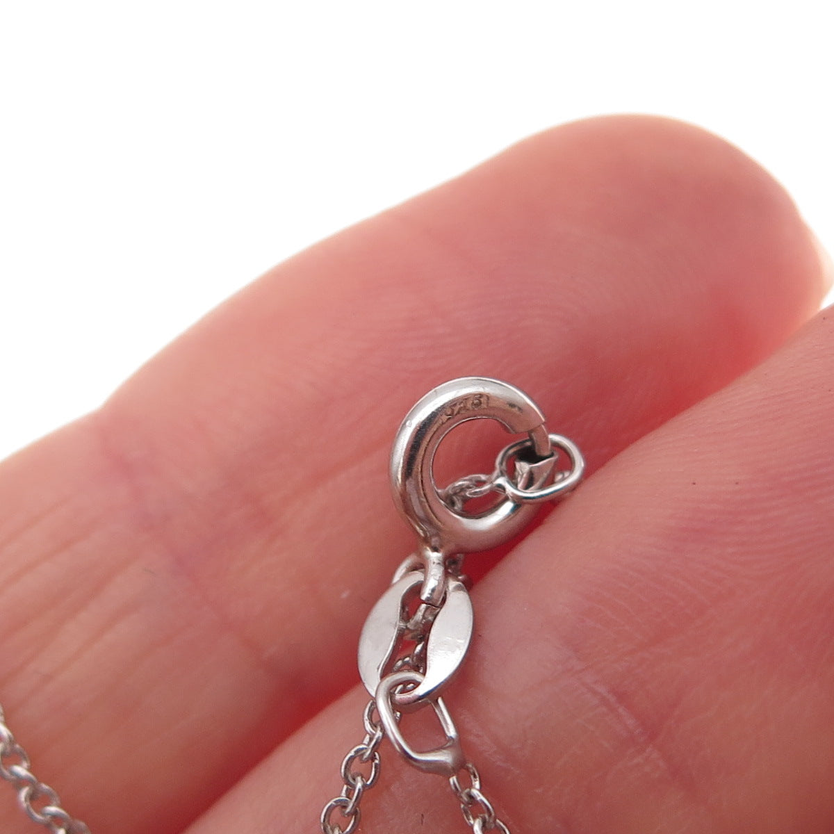 Sai 925 Sterling Silver Pink C Z Heart Cable Chain Necklace 18"