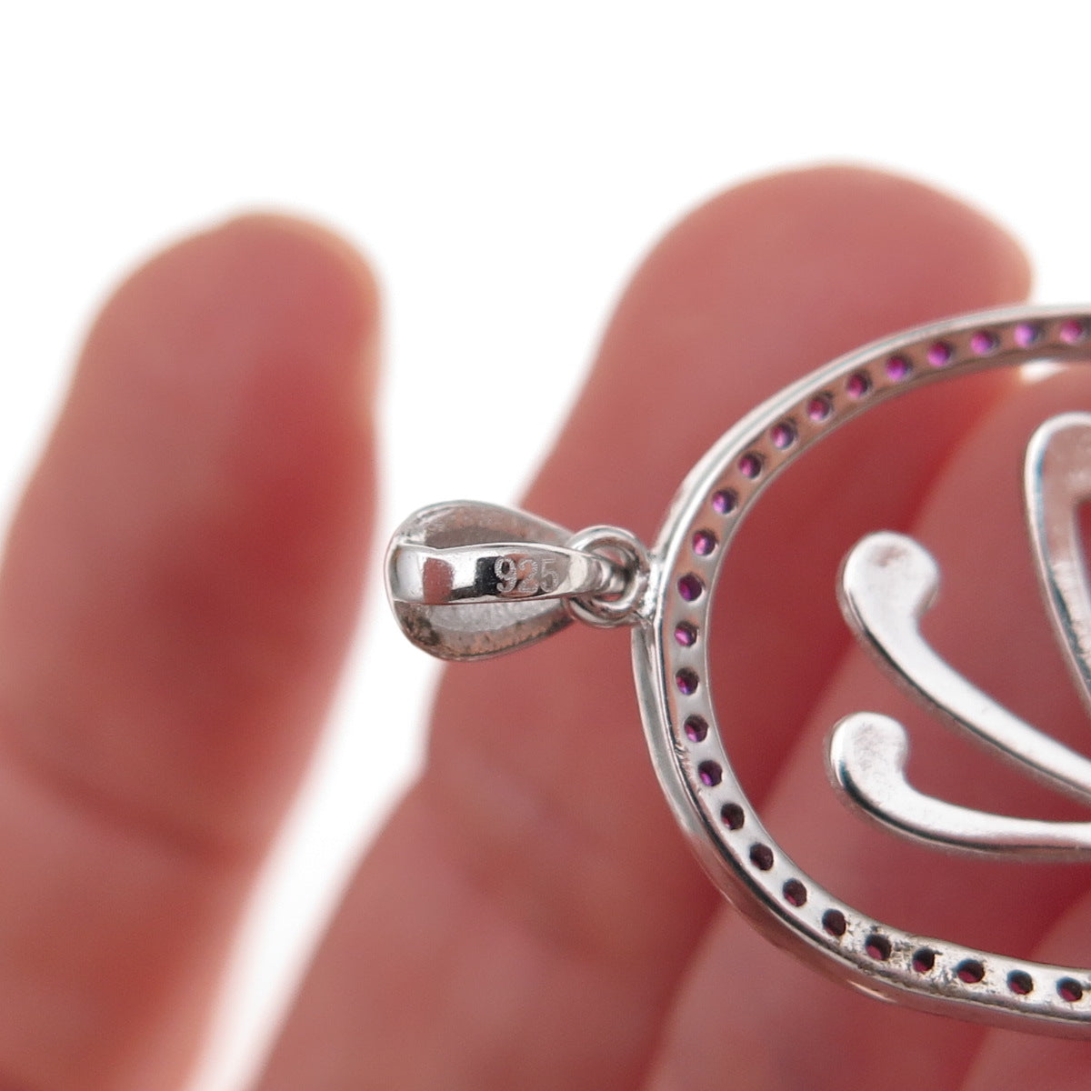 925 Sterling Silver Lab-Created Ruby Black & White C Z Peacock Charm Pendant
