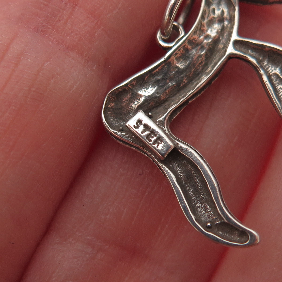 925 Sterling Silver Vintage Chai Judaica Oxidized Charm Pendant