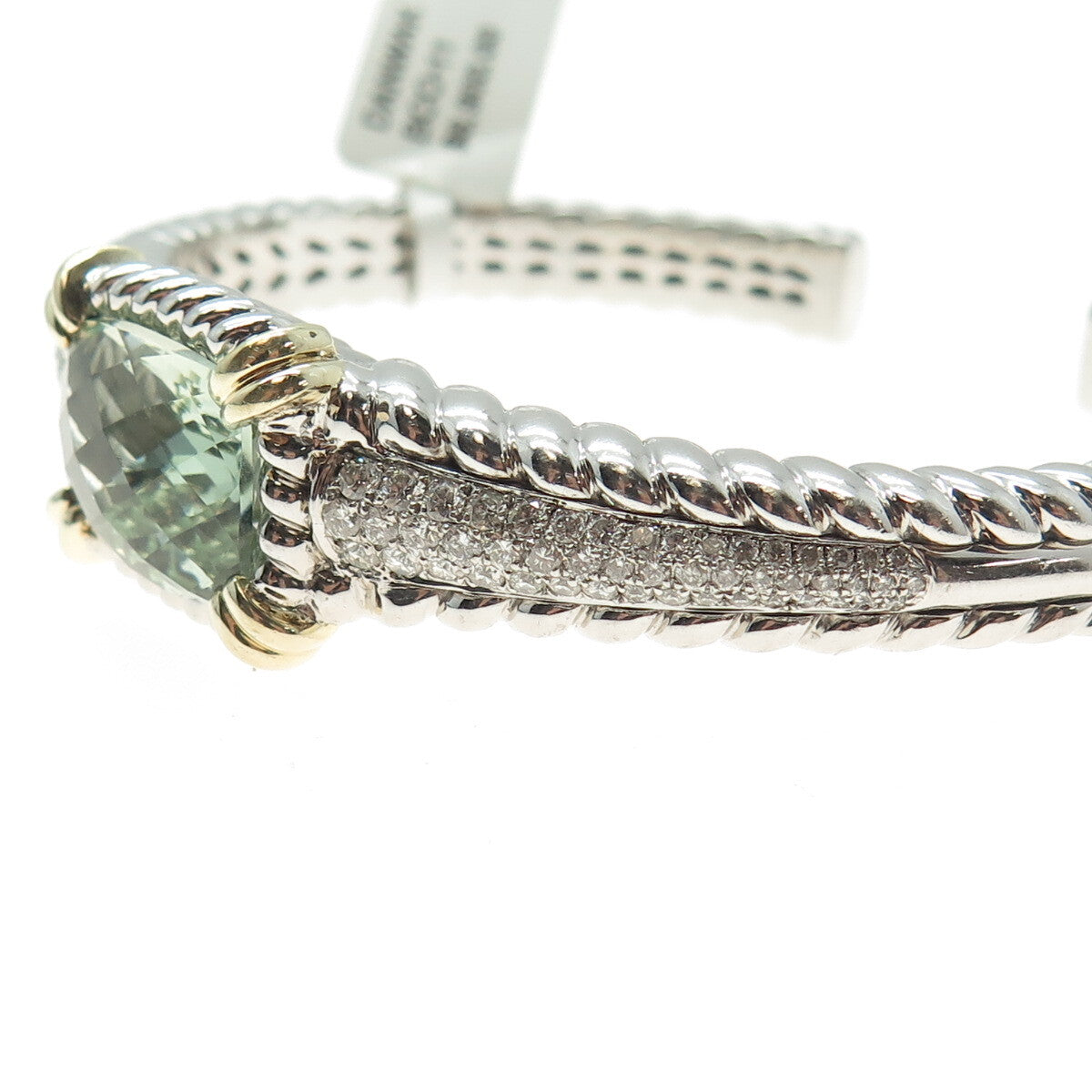 DANWAK 18K Gold Sterling 98-Diamond 1.17ct Green Amethyst 7.67ct Bracelet 6.75"