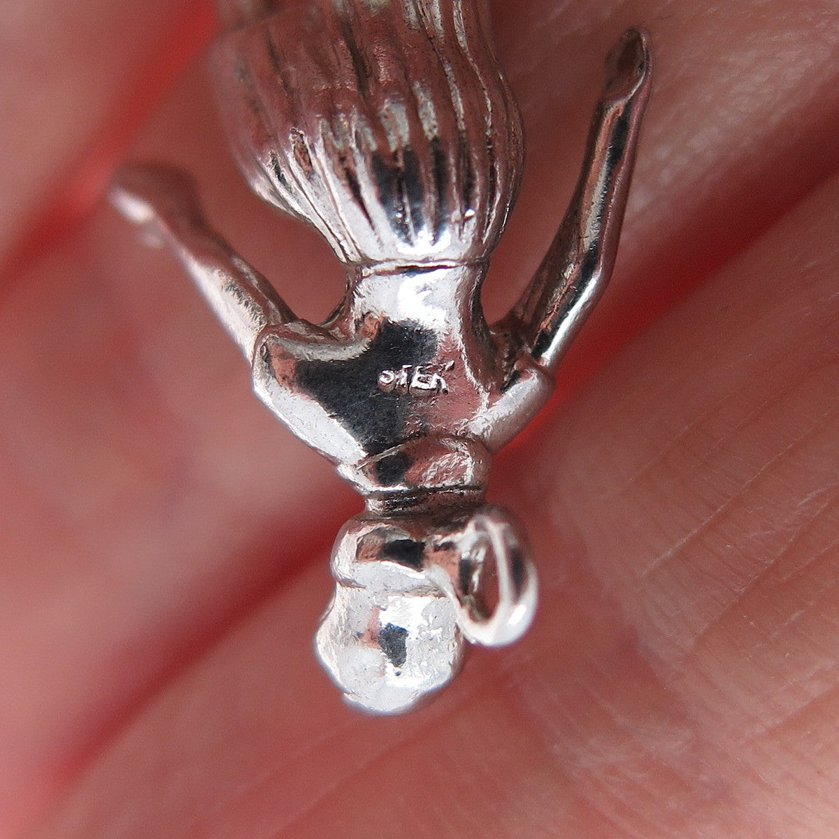 925 Sterling Silver Vintage Female Bowler Mini 3D Charm Pendant