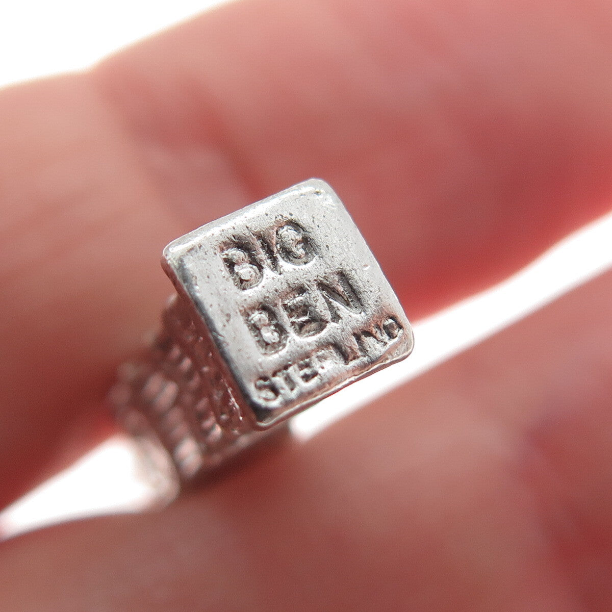 925 Sterling Silver Vintage Big Ben Clock Tower 3D Pendant