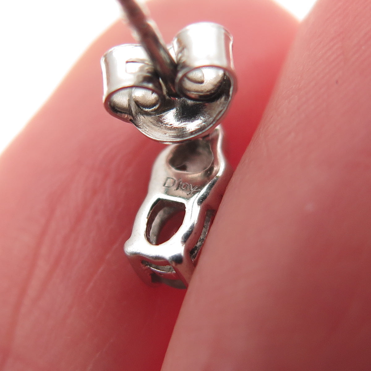 D'Joy 925 Sterling Silver Real Diamond & Emerald Stud Earrings