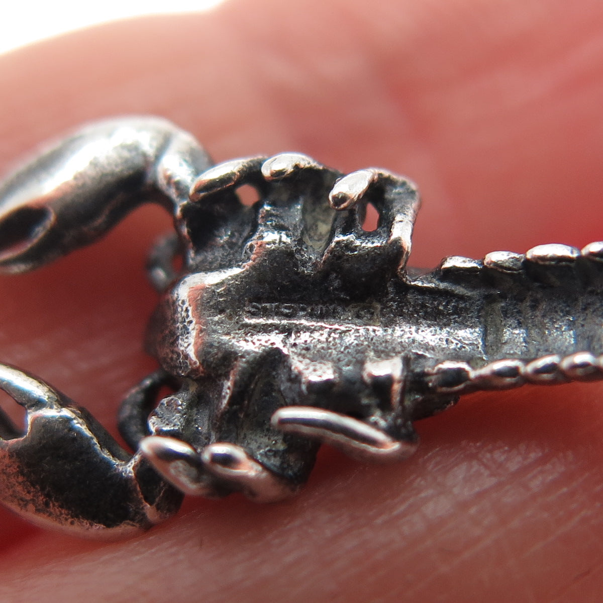 925 Sterling Silver Vintage Lobster Oxidized Minimalist Charm Pendant