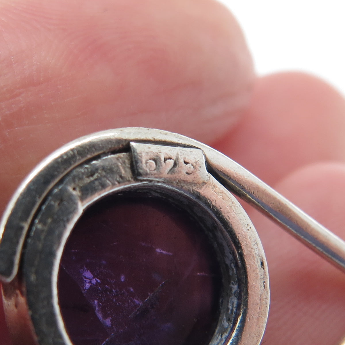 925 Sterling Silver Vintage Real Amethyst Modernist Jacket Earrings