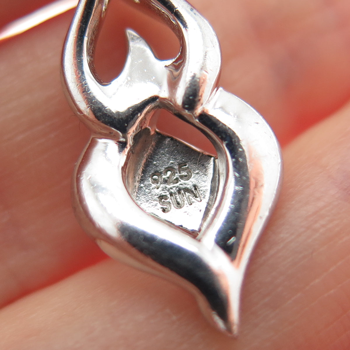 SUN 925 Sterling Silver Real Black & White Diamond Minimalist Slide Pendant