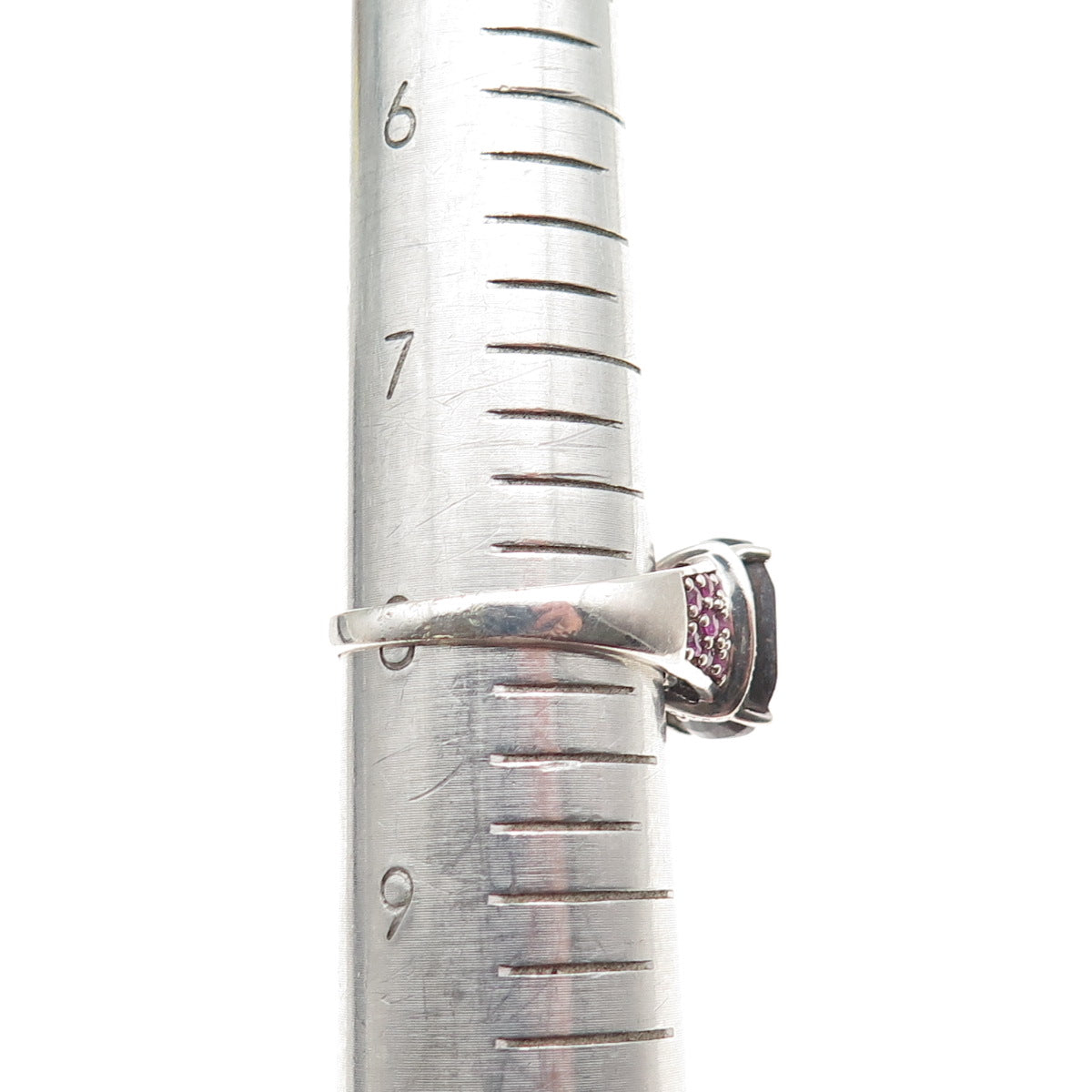 925 Sterling Silver Real Sapphire Ruby & White Topaz Ring Size 8