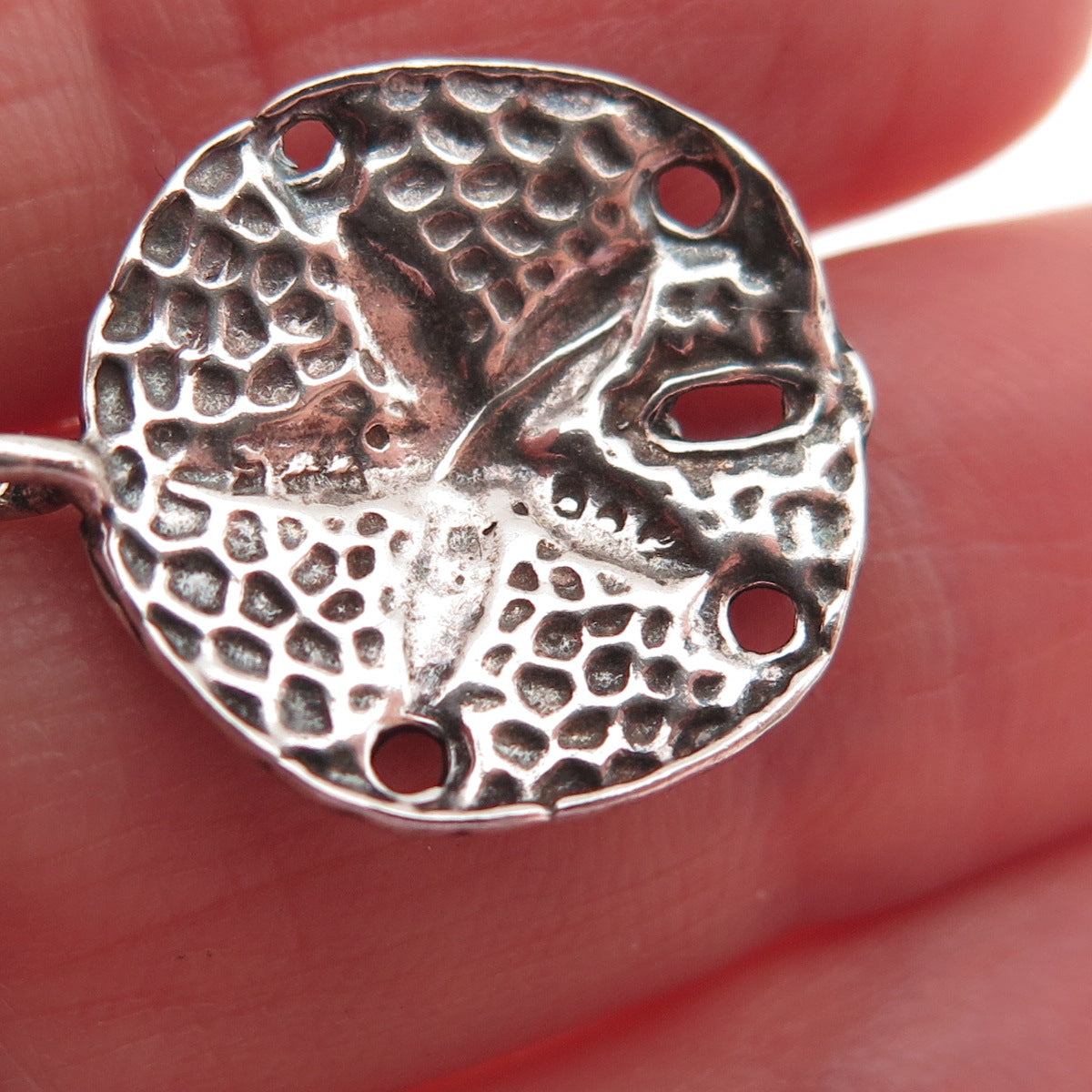 925 Sterling Silver Vintage Sand Dollar Oxidized Charm Pendant