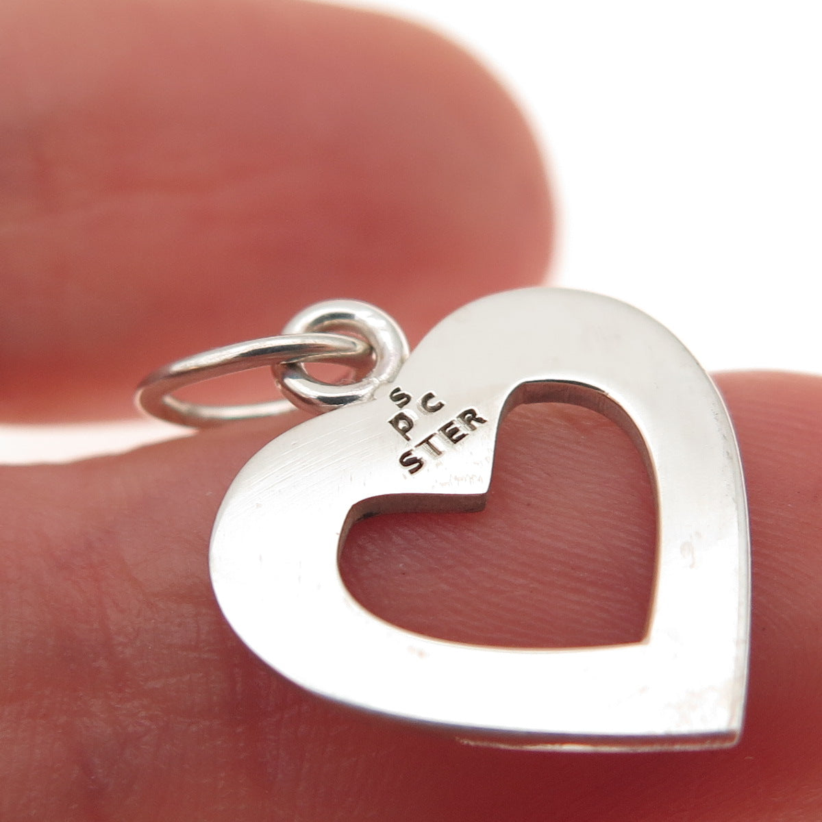 925 Sterling Silver Vintage Real Turquoise Inlay Open Heart Charm Pendant