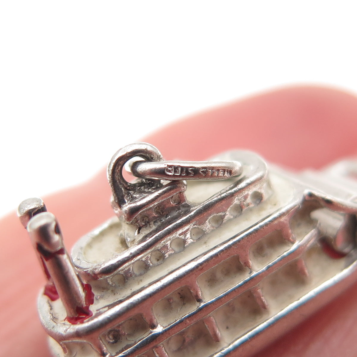 925 Sterling Silver Vintage Riverboat 3D Mini Charm Pendant