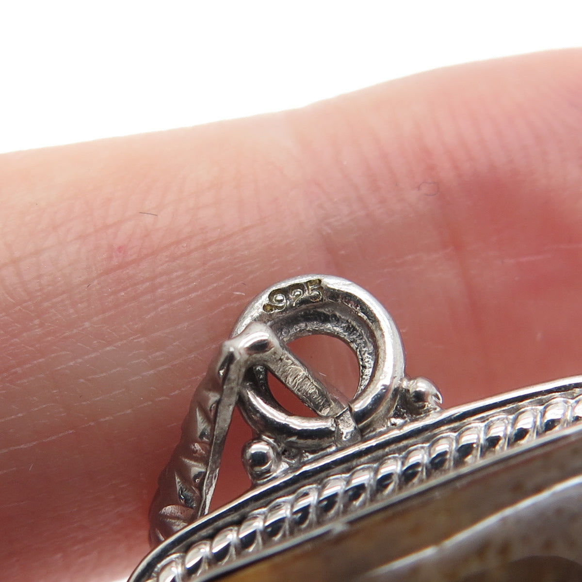 925 Sterling Silver Vintage Real Tiger Eye Charm Pendant