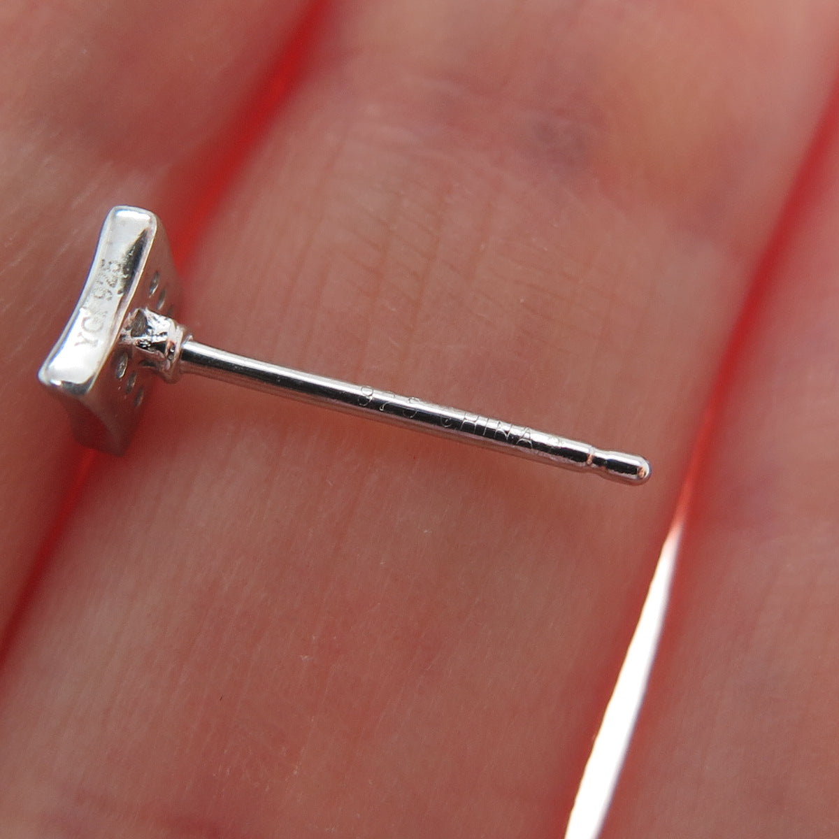 925 Sterling Silver Round-Cut C Z Princess Square Stud Earrings