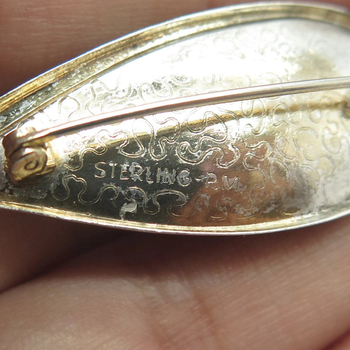 925 Sterling Silver Vintage Olive Leaf Modernist Pin Brooch