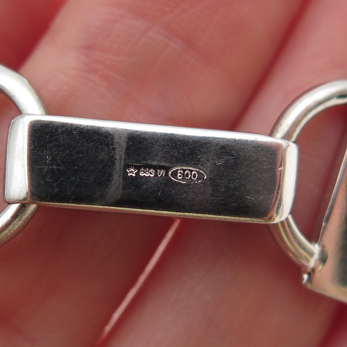 800 Silver Vintage Italy Engraved Chapel Key Fob Ring Holder