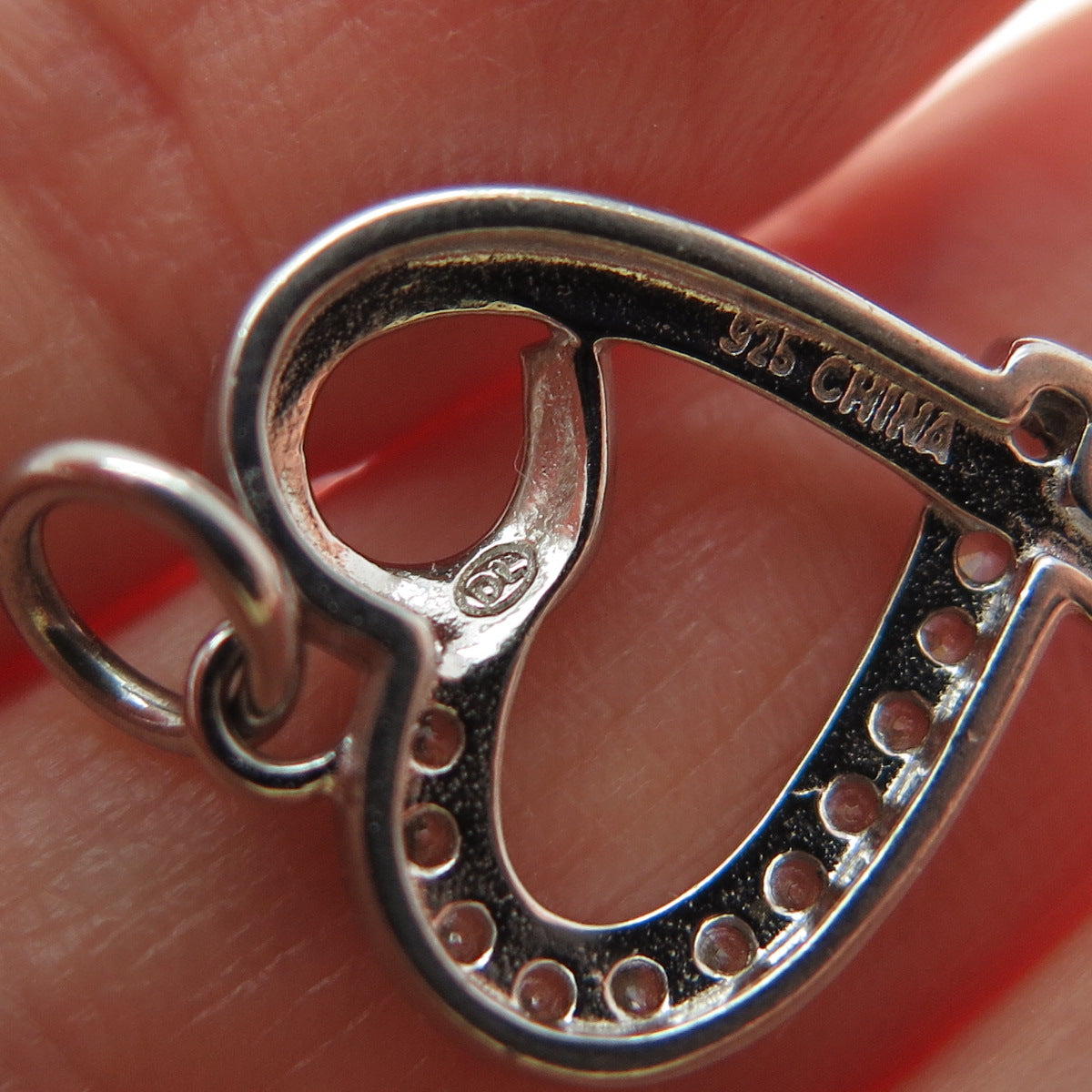 925 Sterling Silver 2-Tone Round-Cut C Z Heart Minimalist Charm Pendant