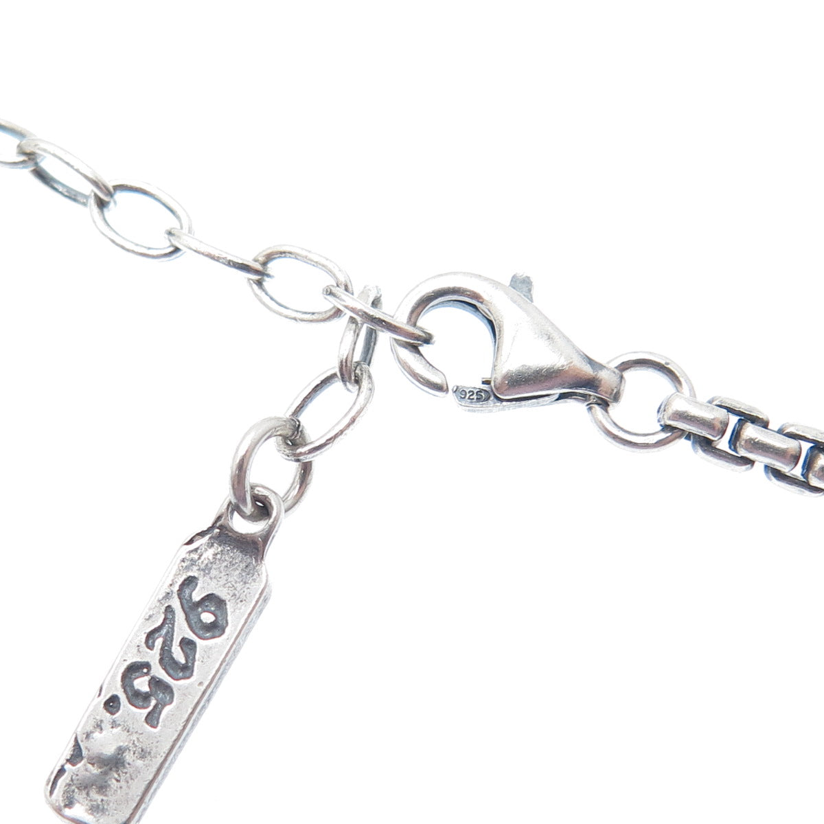 EXEX Claudia Agudelo Sterling Vintage Turquoise Round Box Chain Necklace 16-18"