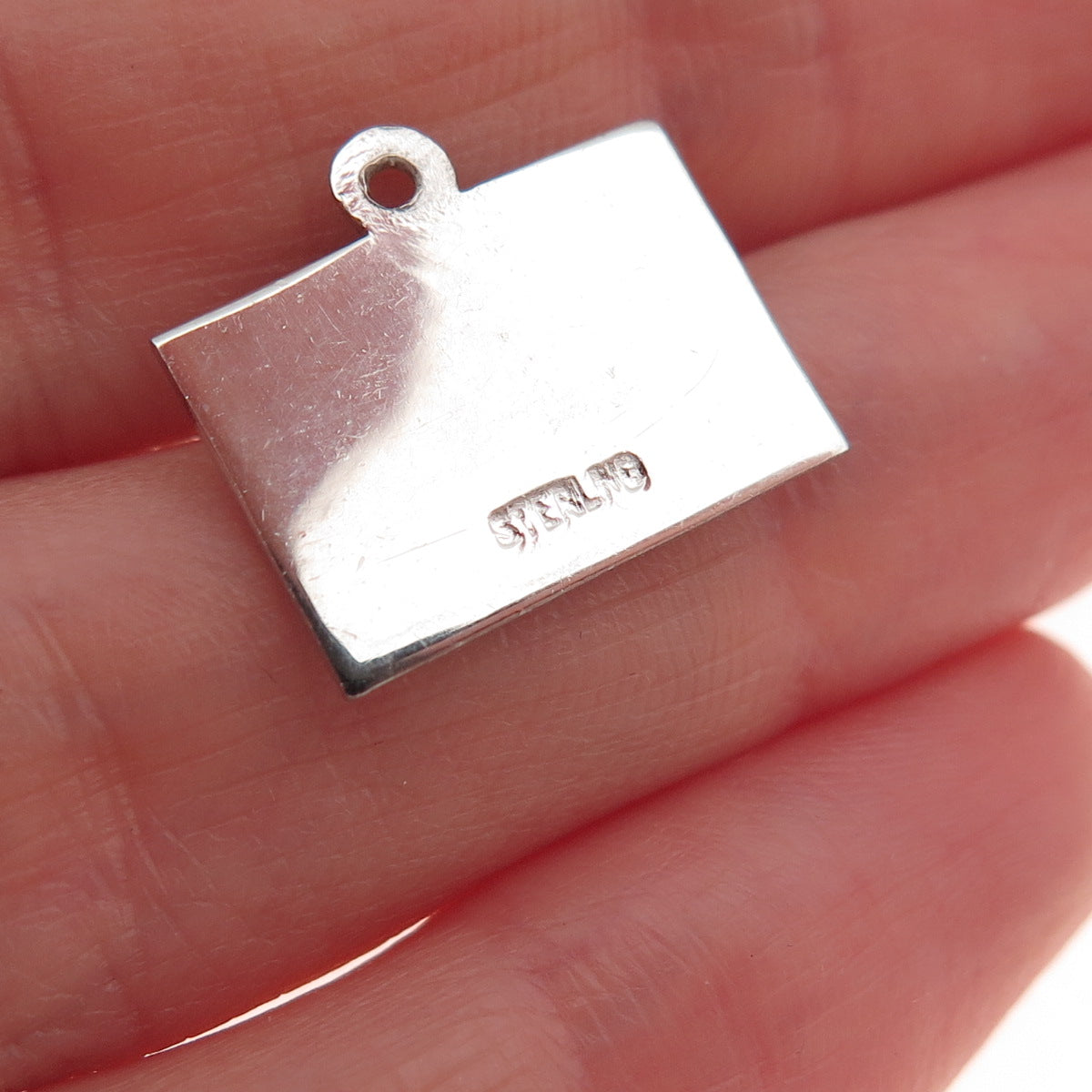 925 Sterling Vintage Enamel Western Postal Happy Birthday Mini Charm Pendant