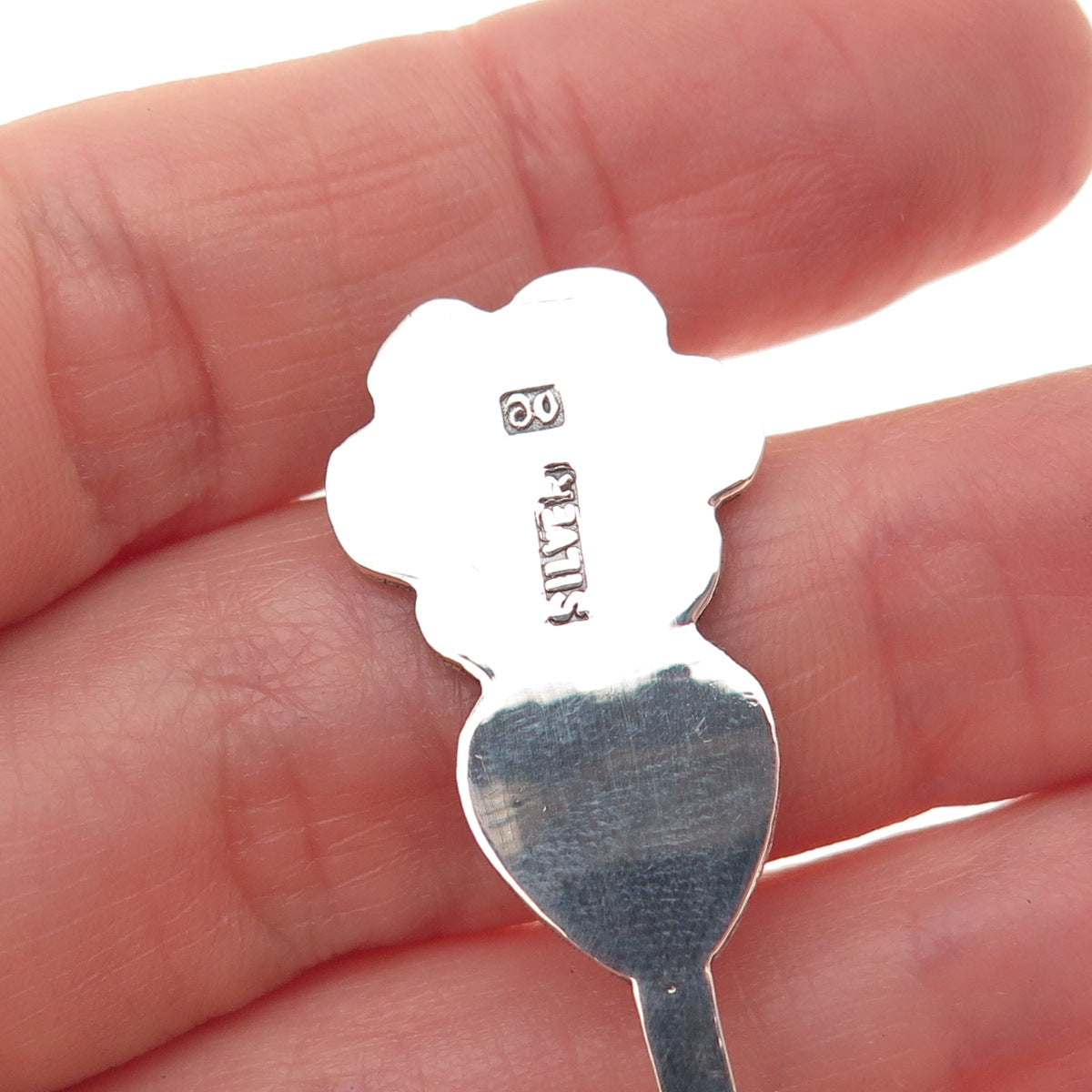 925 Sterling Silver Antique Chinese Fortune & Longevity Bamboo Coffee Spoon