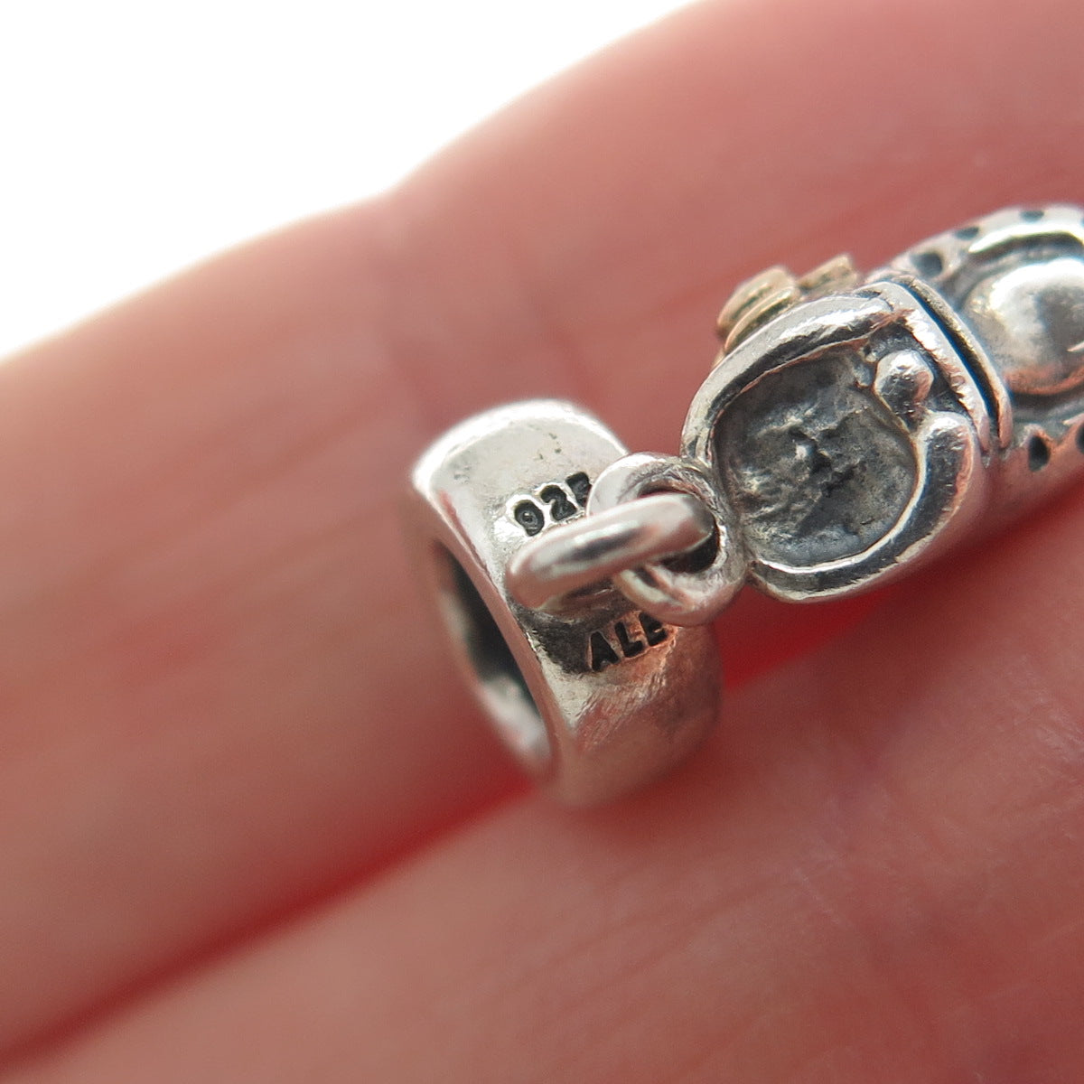 PANDORA Gold 925 Sterling Silver Lavender C Z Baby Shoe Dangle Charm