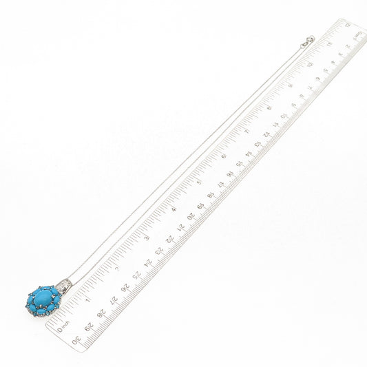 Chuck Clemency 925 Sterling Silver Real Turquoise & Apatite Chain Necklace 20"