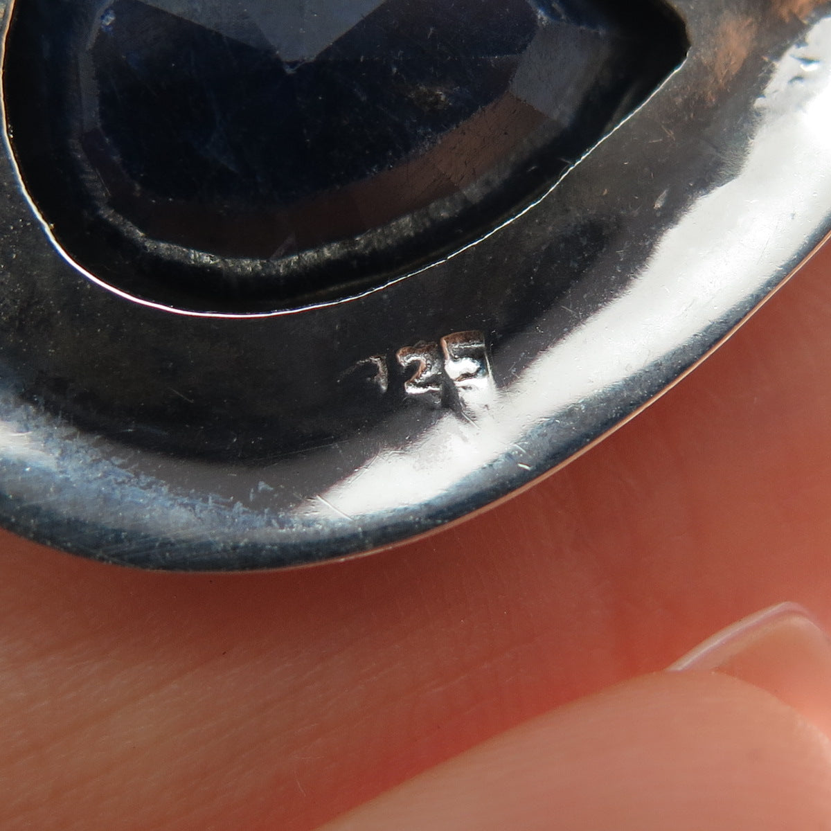 925 Sterling Silver Vintage Real Pear-Cut Sapphire Teardrop Charm Pendant