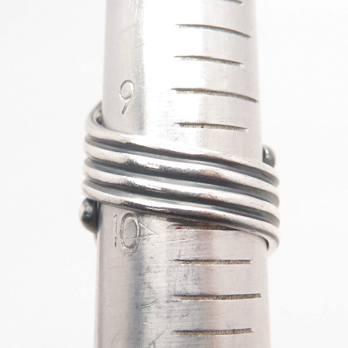 925 Sterling Silver Vintage Bead Wide Ring Size 10