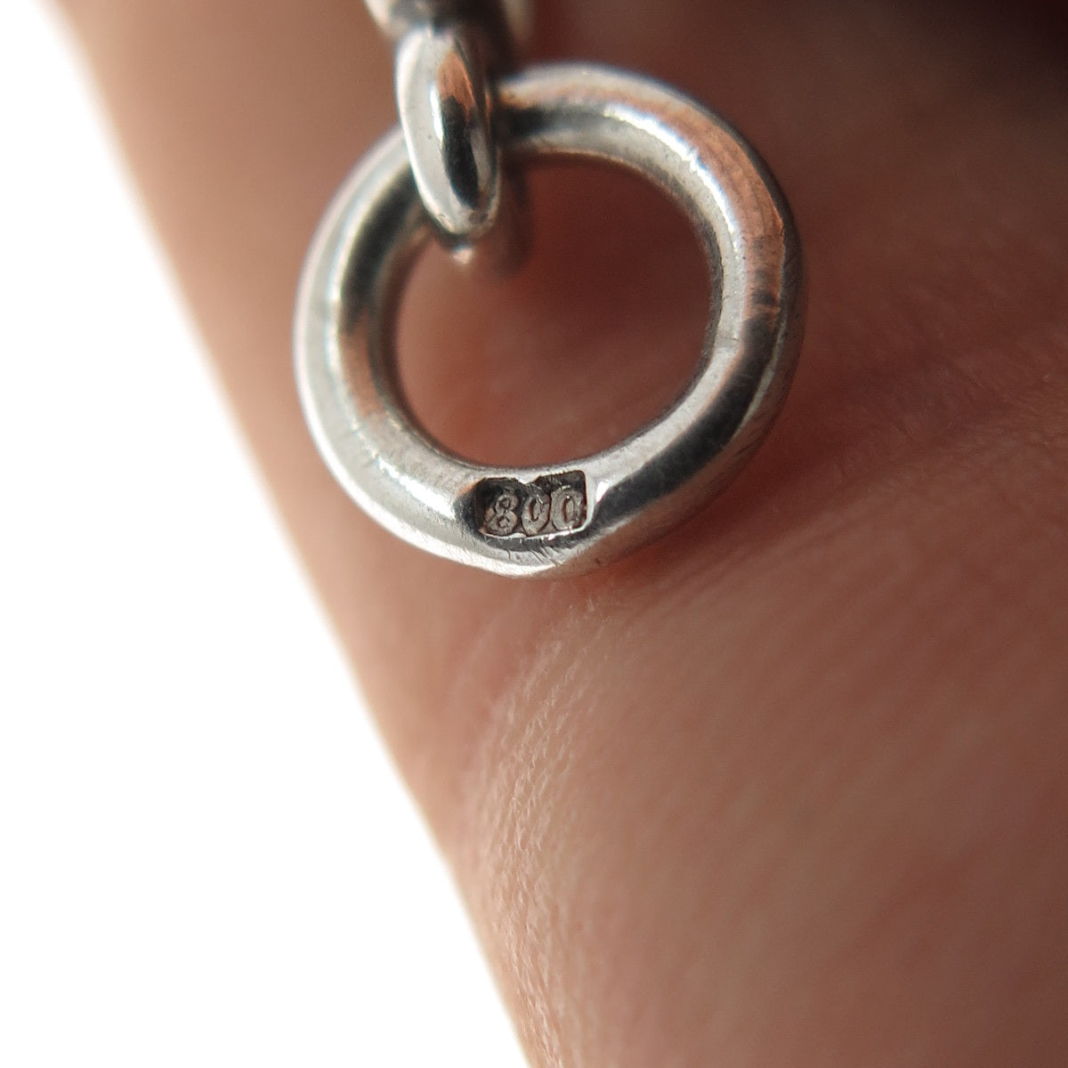 800 Silver Antique Art Deco European Hammered Slide Locket Chatelaine Pendant