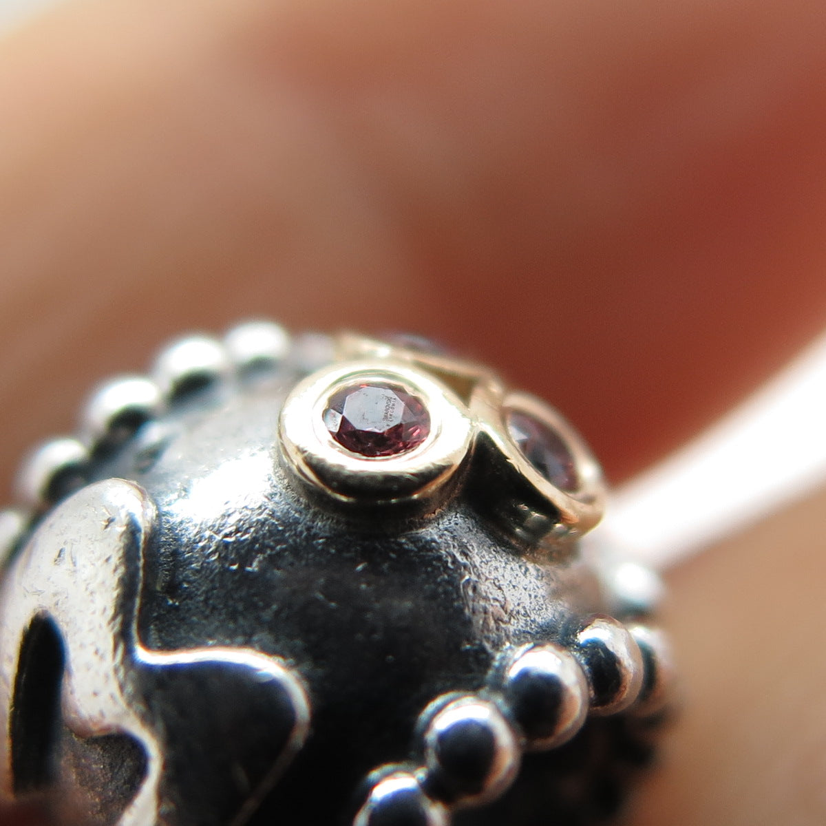 PANDORA 925 Sterling Silver & Gold Swarovski Crystal Mom Slide Bead Charm