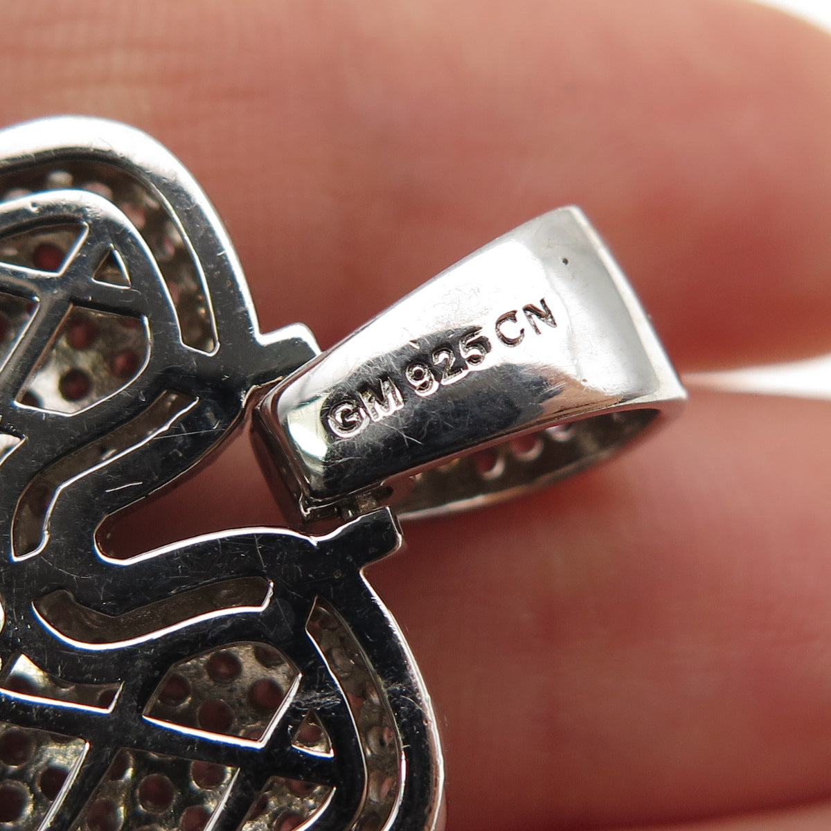 925 Sterling Silver Round-Cut C Z Letter H Initial Pendant