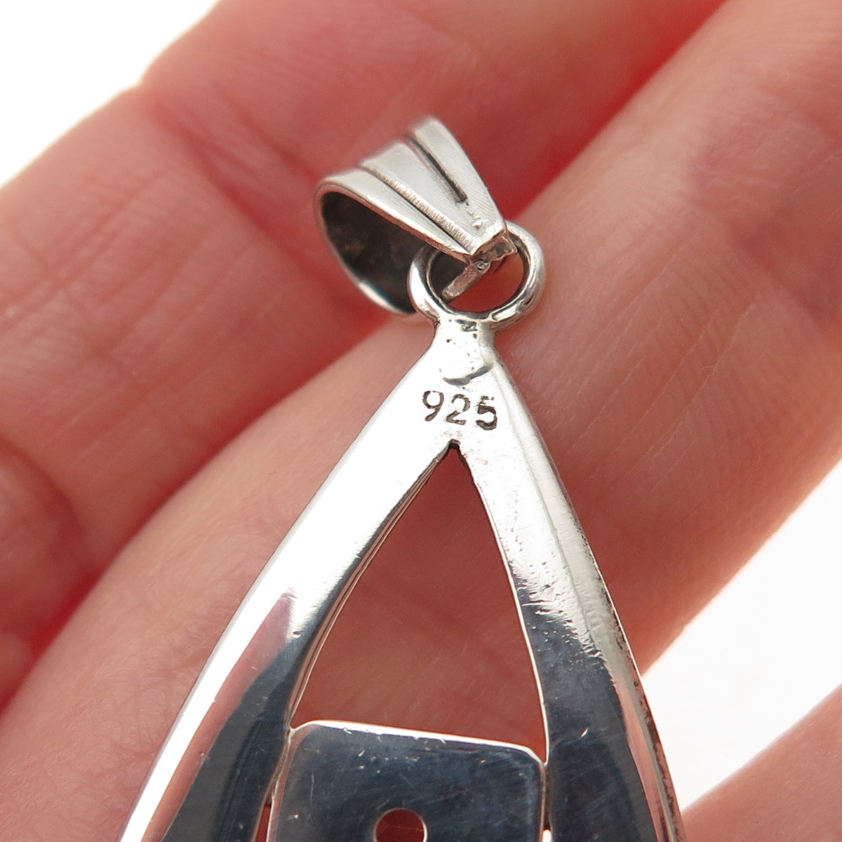 925 Sterling Silver Vintage Real Citrine Modernist Teardrop Charm Pendant