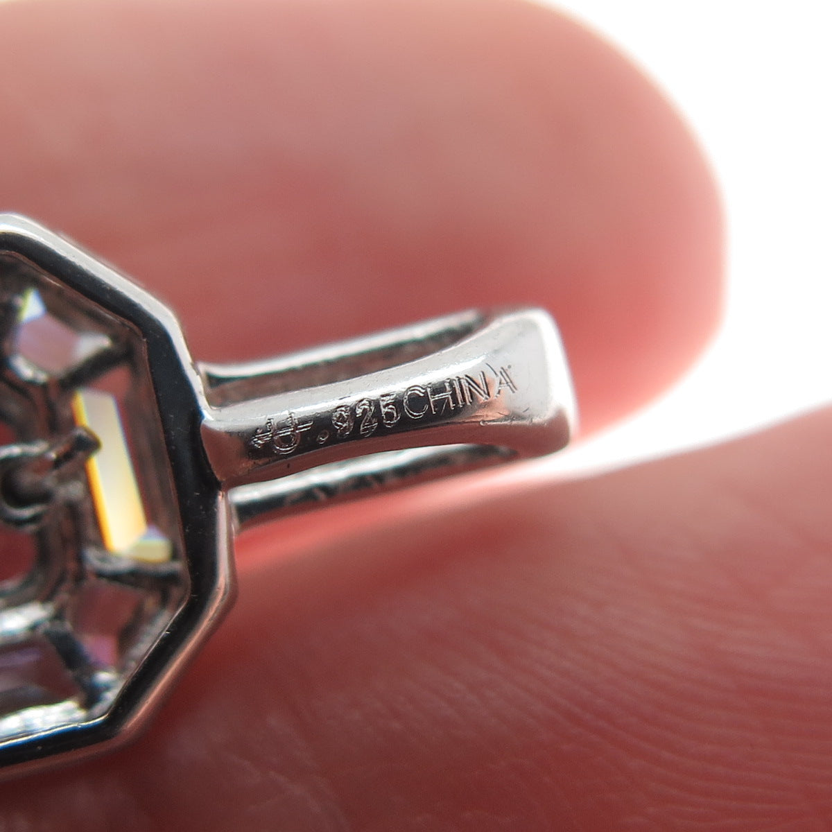 UNCAS 925 Sterling Silver Asscher & Tapered Baguette-Cut C Z Minimalist Pendant