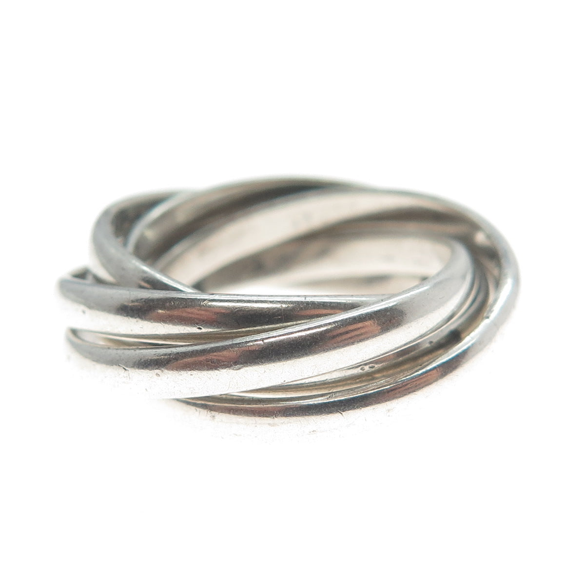 925 Sterling Silver Vintage Mexico Interlocked Six-Band Ring Size 8