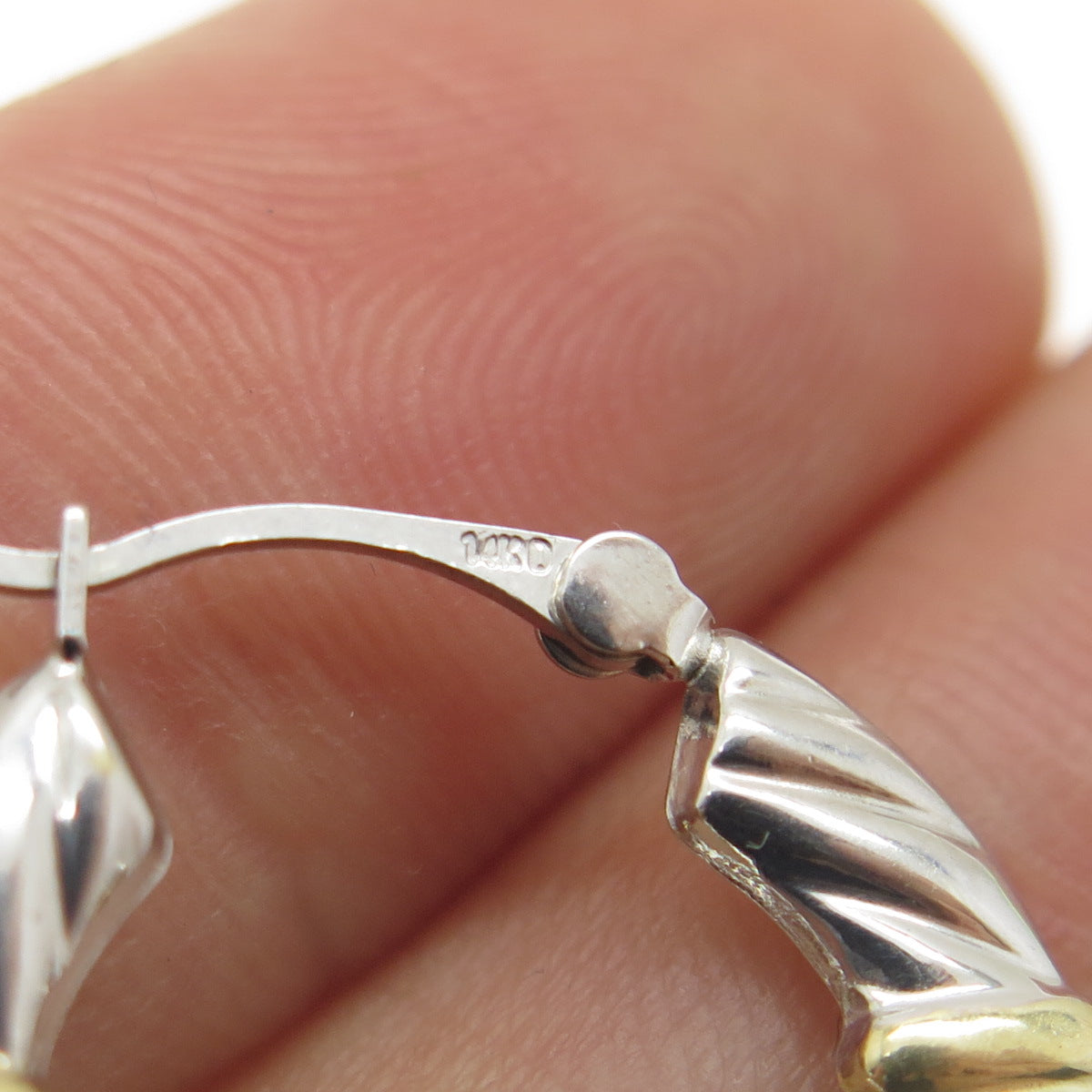 14K White & Yellow Gold Twisted Hoop Earrings