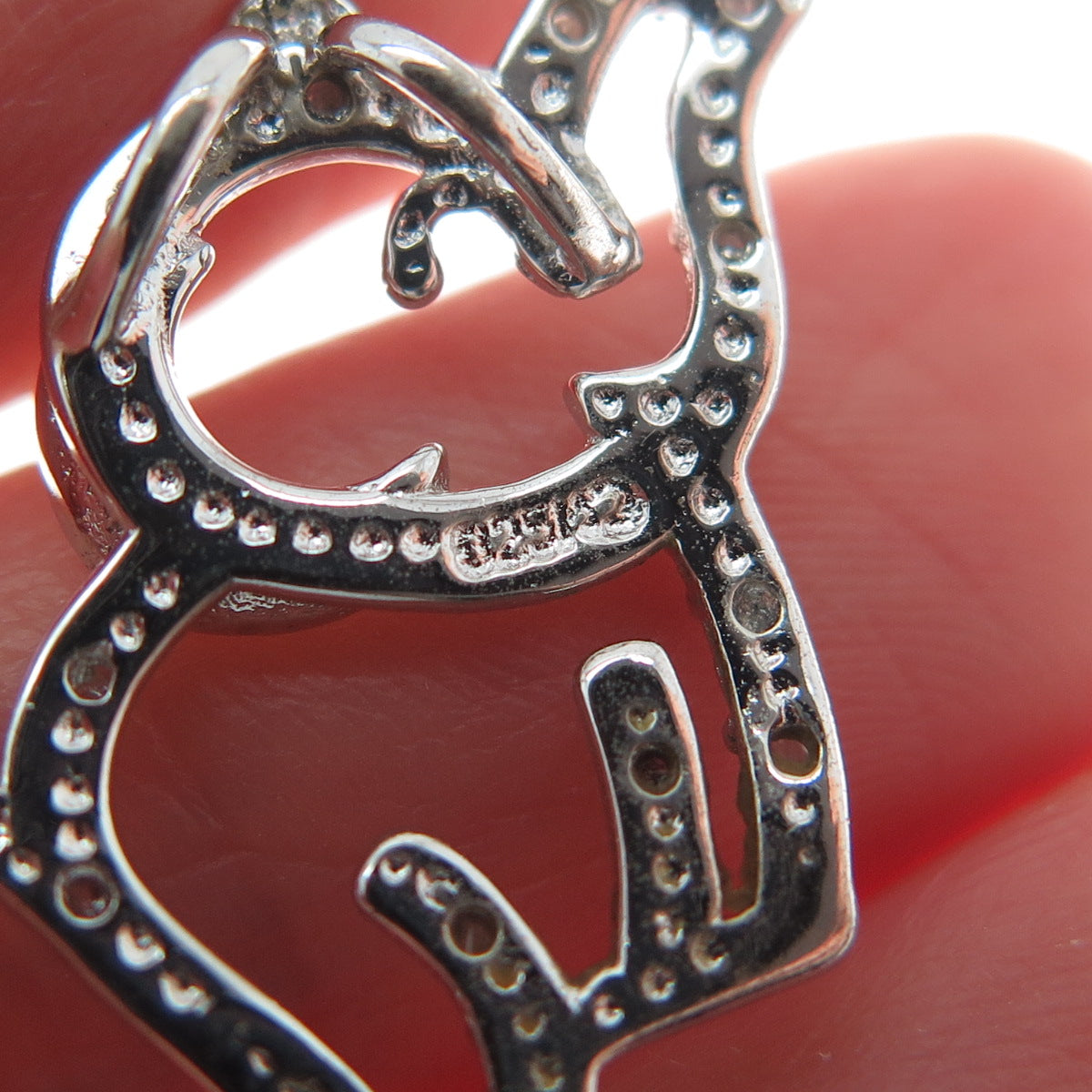 925 Sterling Silver 2-Tone Real Round-Cut Diamond Elephant Minimalist Pendant