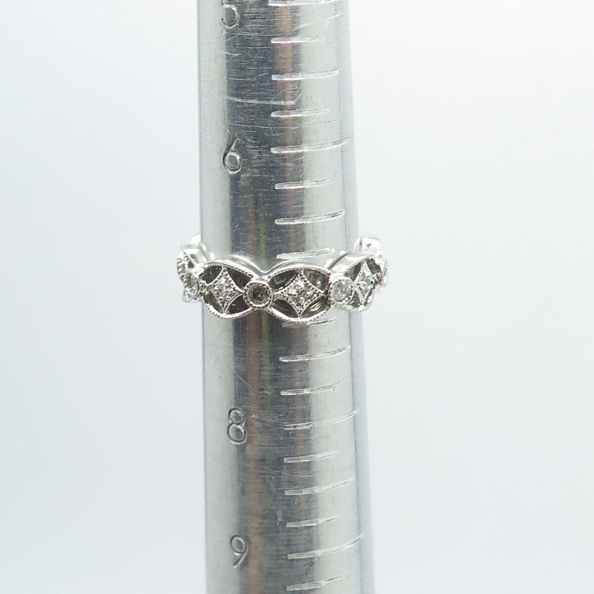 925 Sterling Silver Round-Cut C Z All Around Band Ring Size 7.25