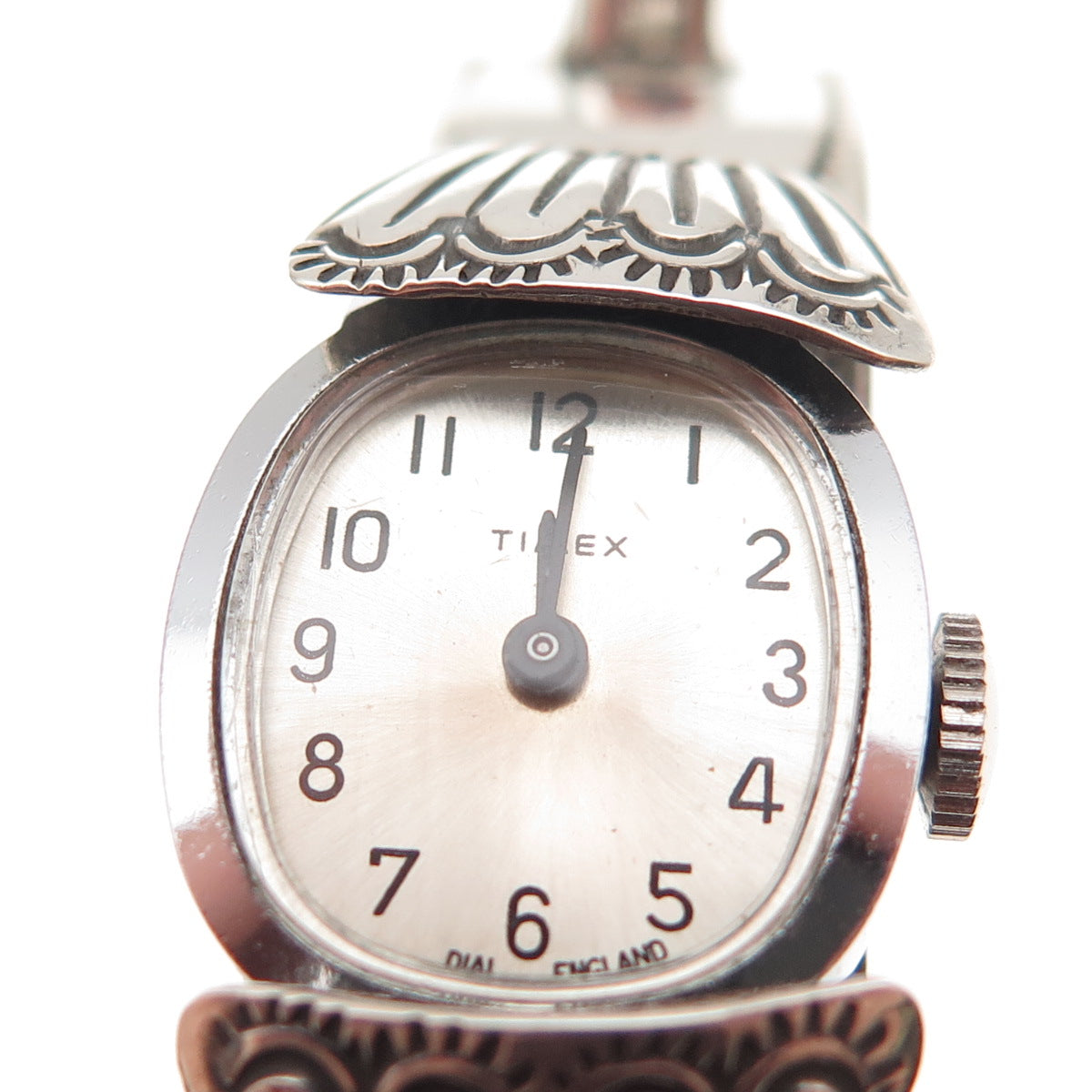 Willie Long Navajo Timex Watch Old Pawn Sterling Turquoise Coral Bracelet 5.75"