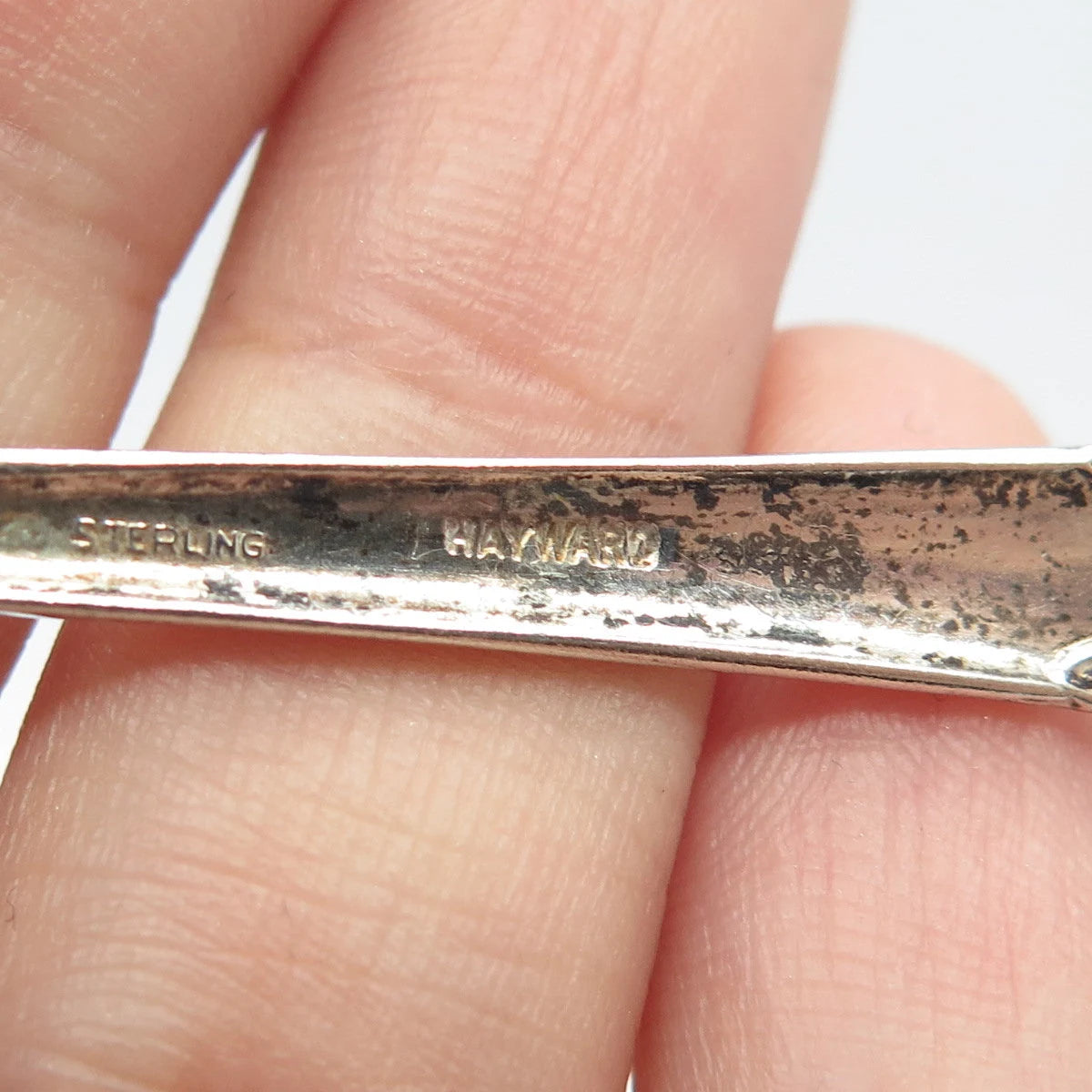 925 Sterling Silver Antique Hayward Blue Enamel Virgin Mary Floral Teaspoon