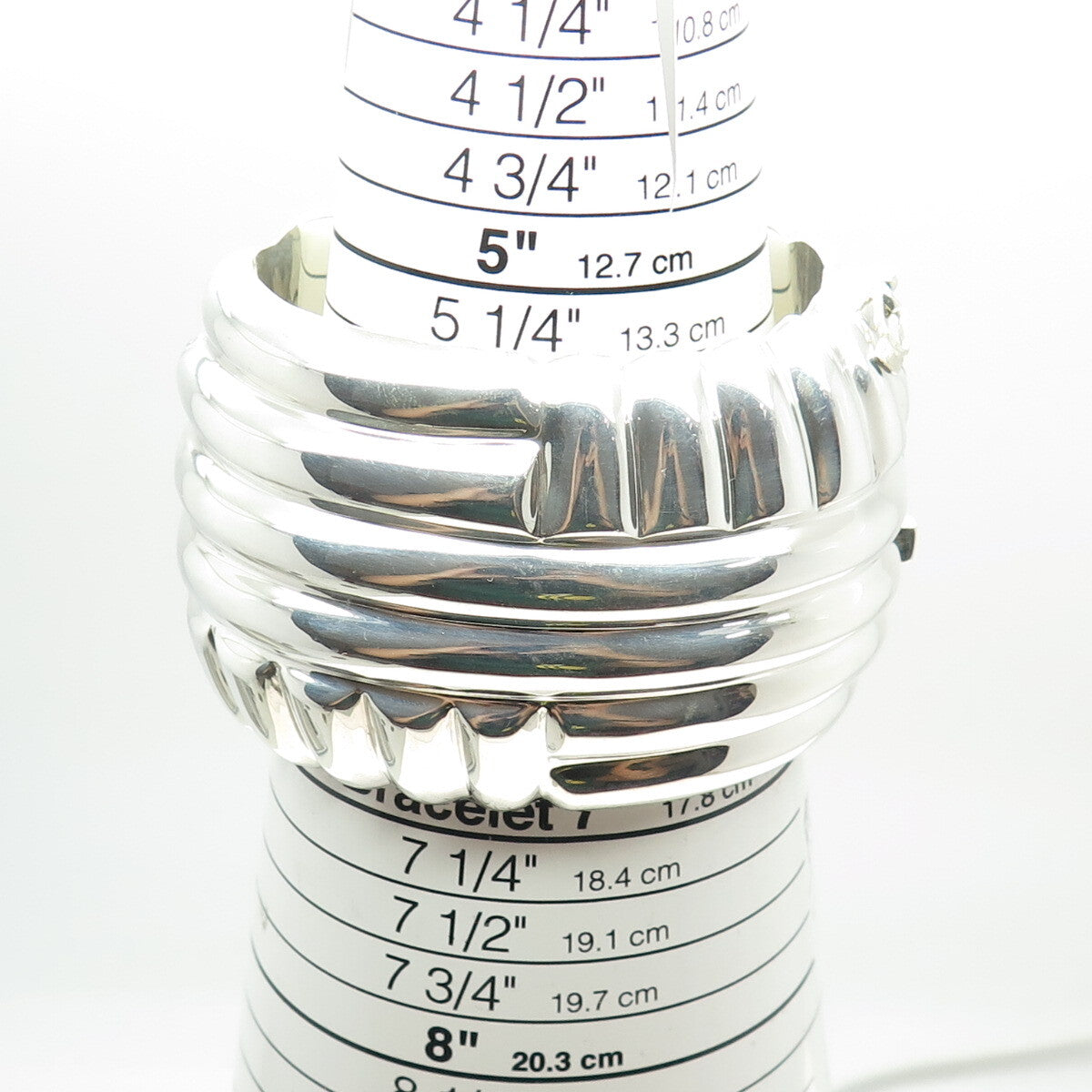 BAYANIHAN 925 Sterling Silver Vintage Modernist Heavy 154.2g Bangle Bracelet 7"