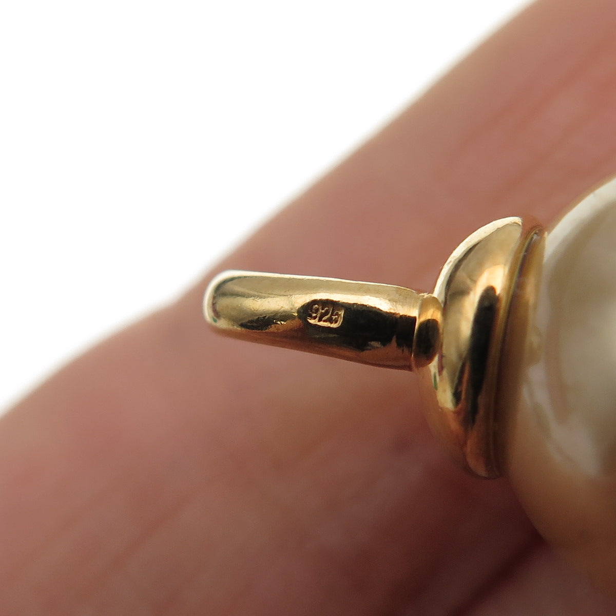 925 Sterling Silver Gold Plated Faux Baroque Pearl Mini Charm Pendant