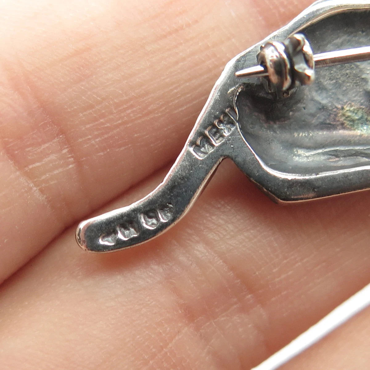 925 Sterling Silver Vintage Mexico Cat & Kitty Pin Brooch