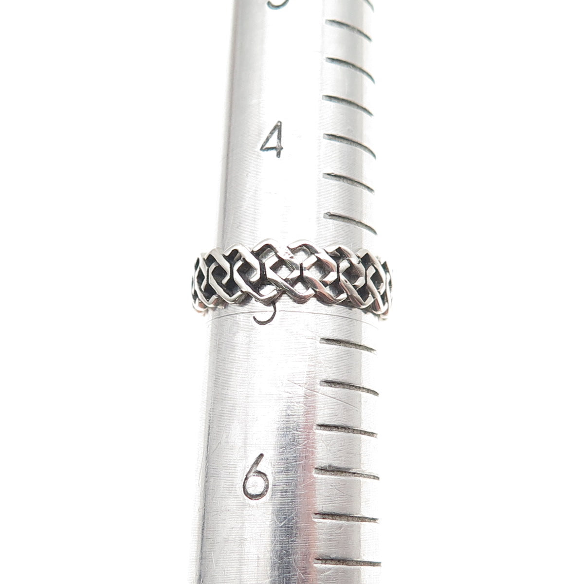 925 Sterling Silver Vintage Celtic Knot Oxidized Band Ring Size 5
