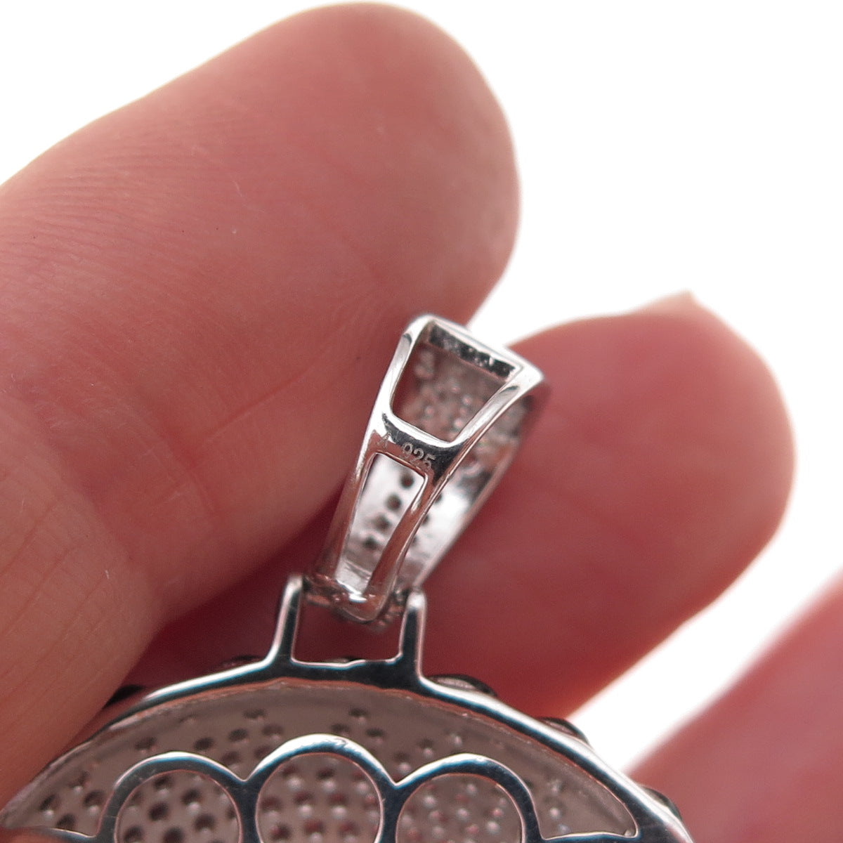 925 Sterling Silver Enamel & C Z Stewie Griffin Pendant