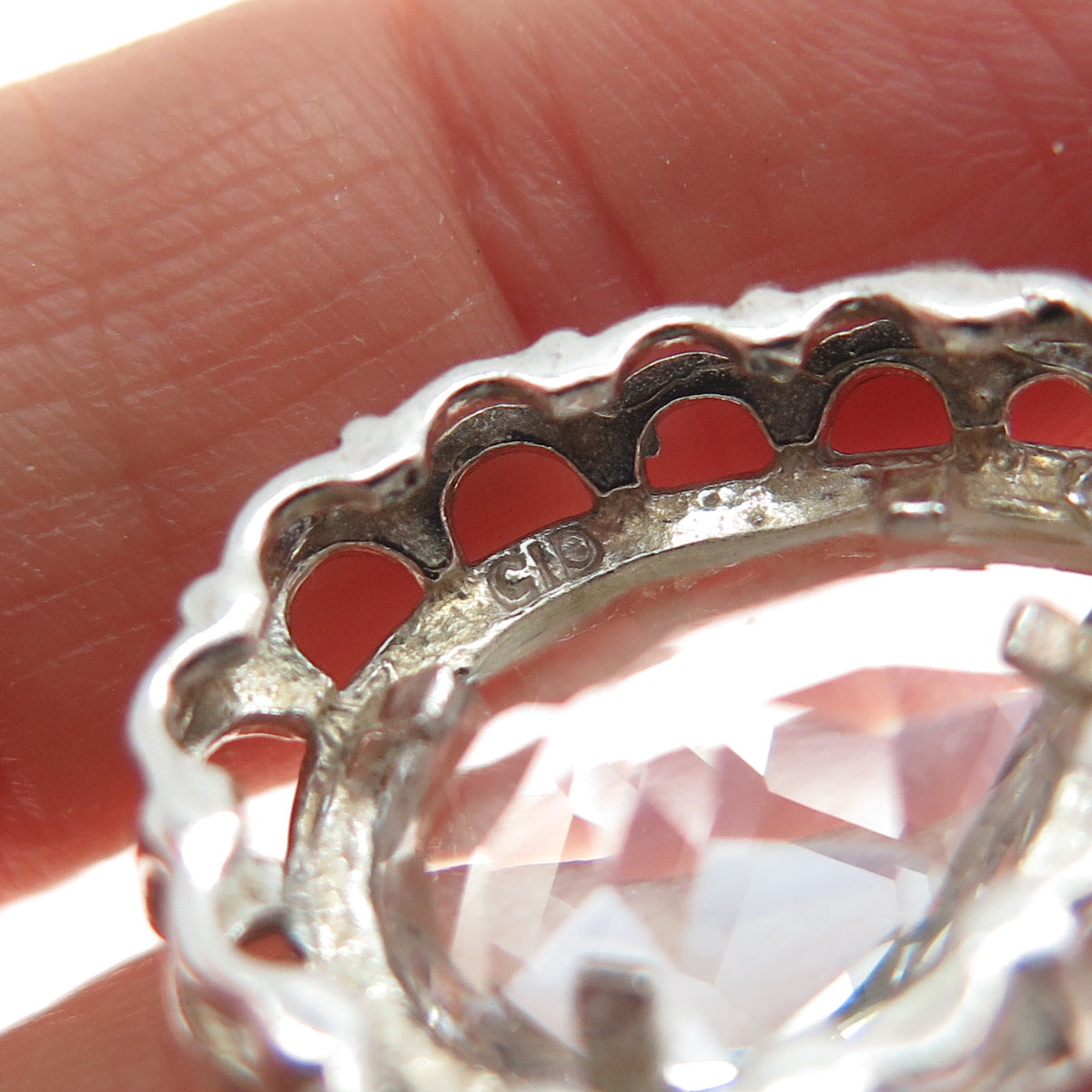 CLYDE DUNEIER CID 925 Sterling Silver Vintage Real White Topaz Charm Pendant