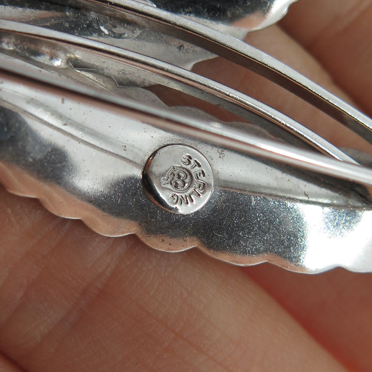 Curtis Curtman 925 Sterling Silver Antique Art Deco Floral Leaf Pin Brooch