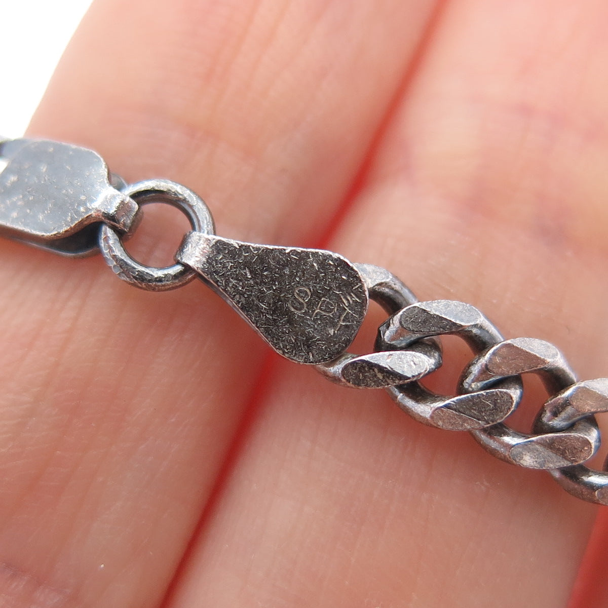 925 Sterling Silver Vintage Italy Oxidized Cuban Chain Necklace 24"